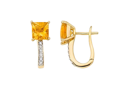 Gold Plated CZ Studded Gemstone Earring